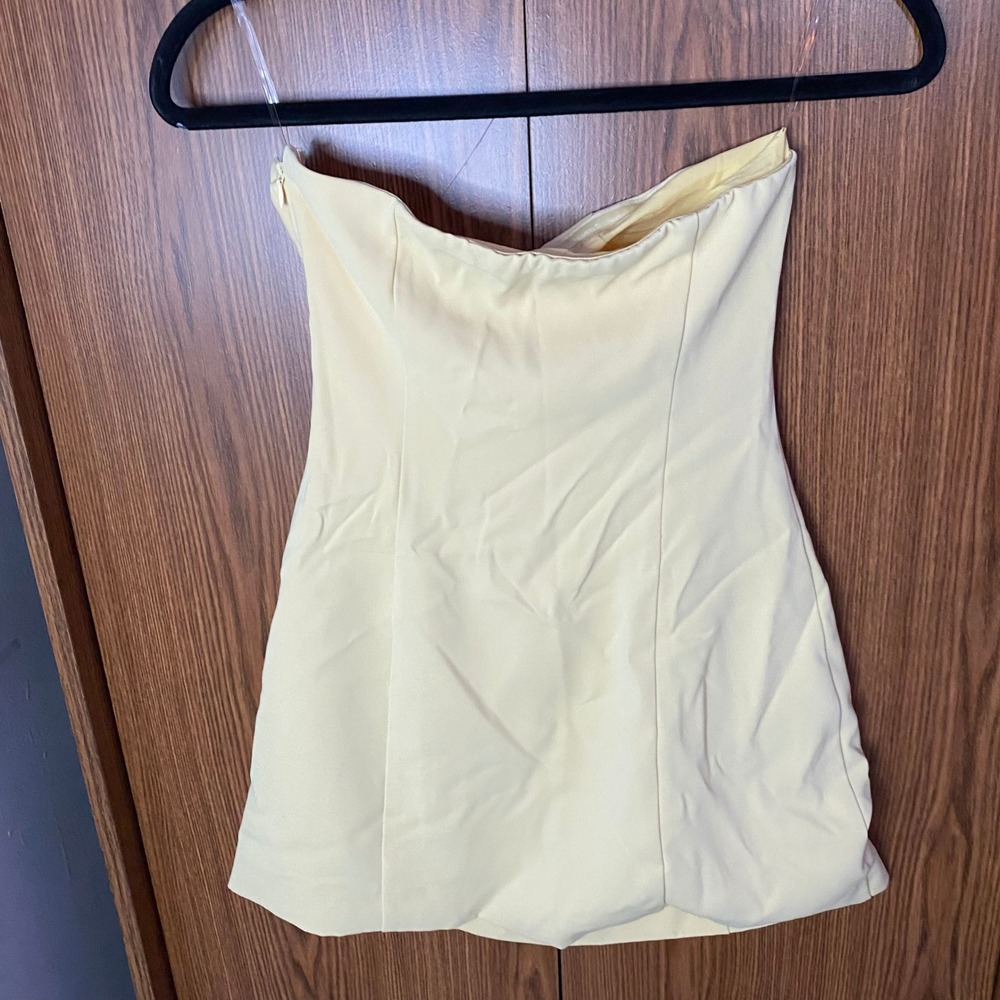 Peppermayo Mini Dress Womens US 2 Yellow Strapless Bodycon Party Cocktail - Picture 4 of 4